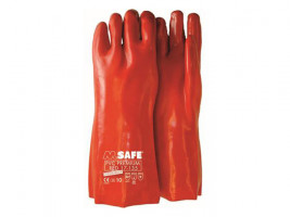 Handschoen M-SAFE PVC rood dubbel gedipt cat.3 350mm, 12paar