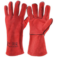 Lashandschoenen WELDER rood spitleder 35cm, 12paar