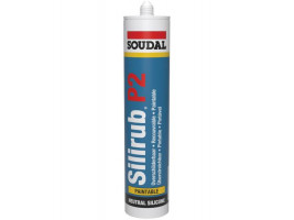 Glaskit SOUDAL SILIRUB P2 310ml betongrijs RAL7023, 15stuks